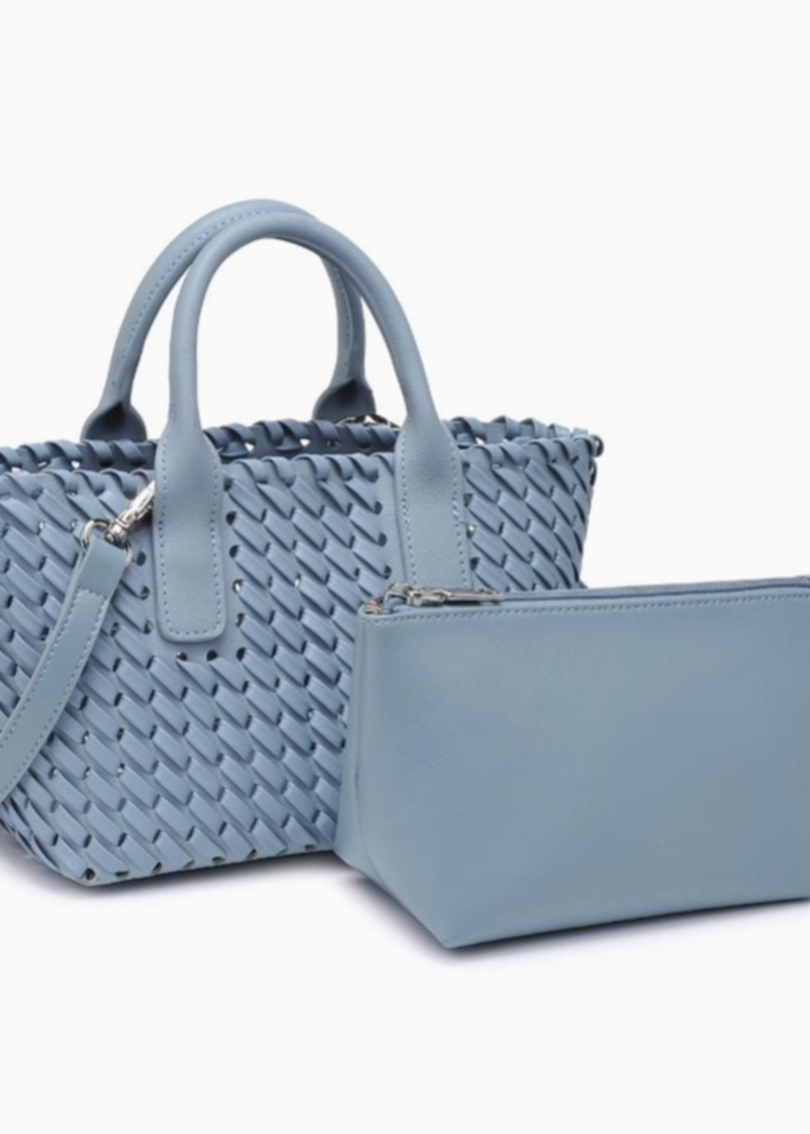 Paisley Woven Crossbody Tote Denim