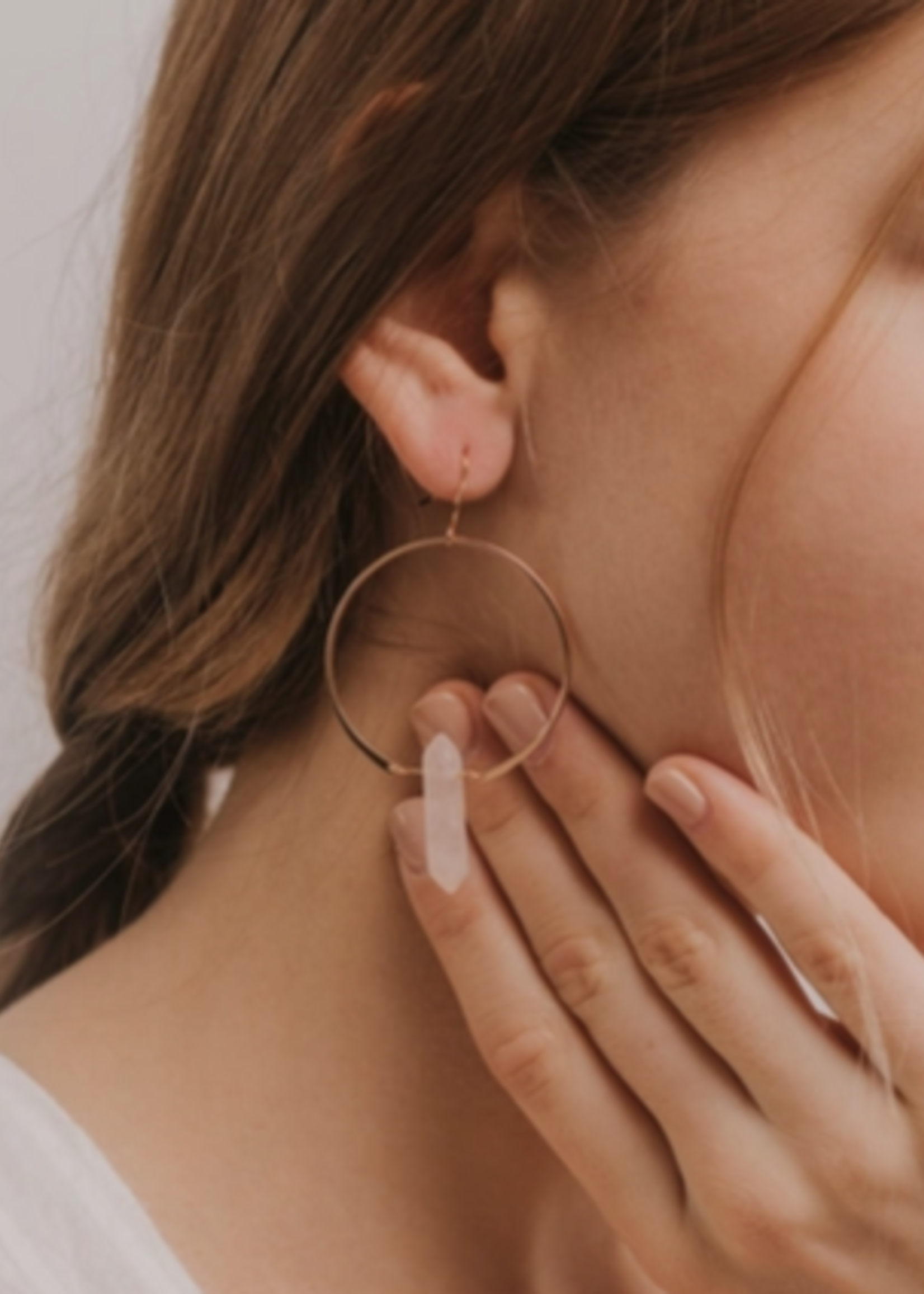 Point Hoop Rose Quartz