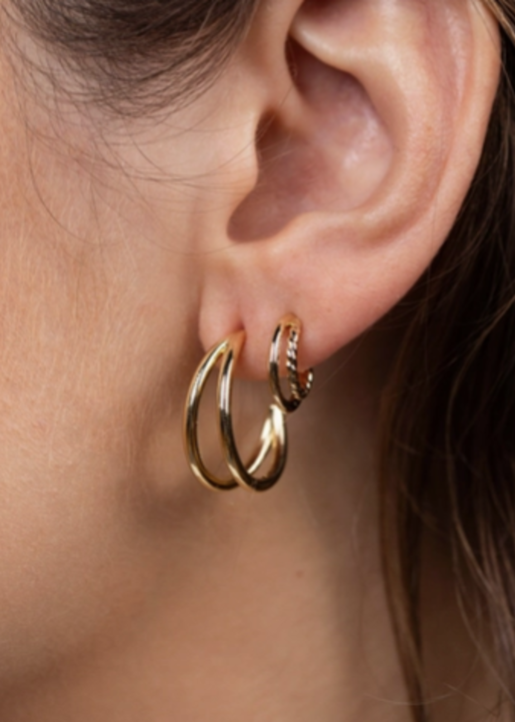 Illusion Double Hoop Gold