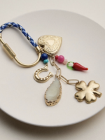 Lucky Bag Charm Keychain with Heart, Clover and Horseshoe