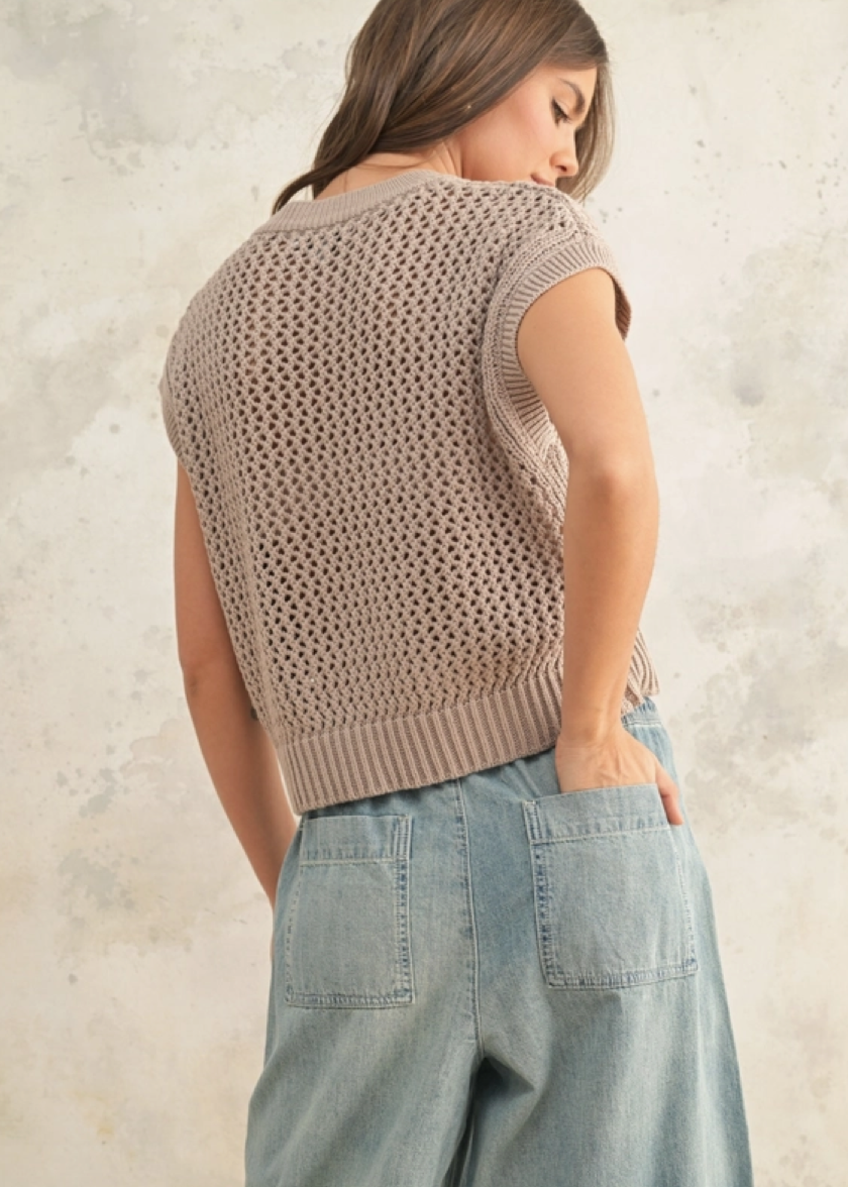 Crochet Knitted Top Stone
