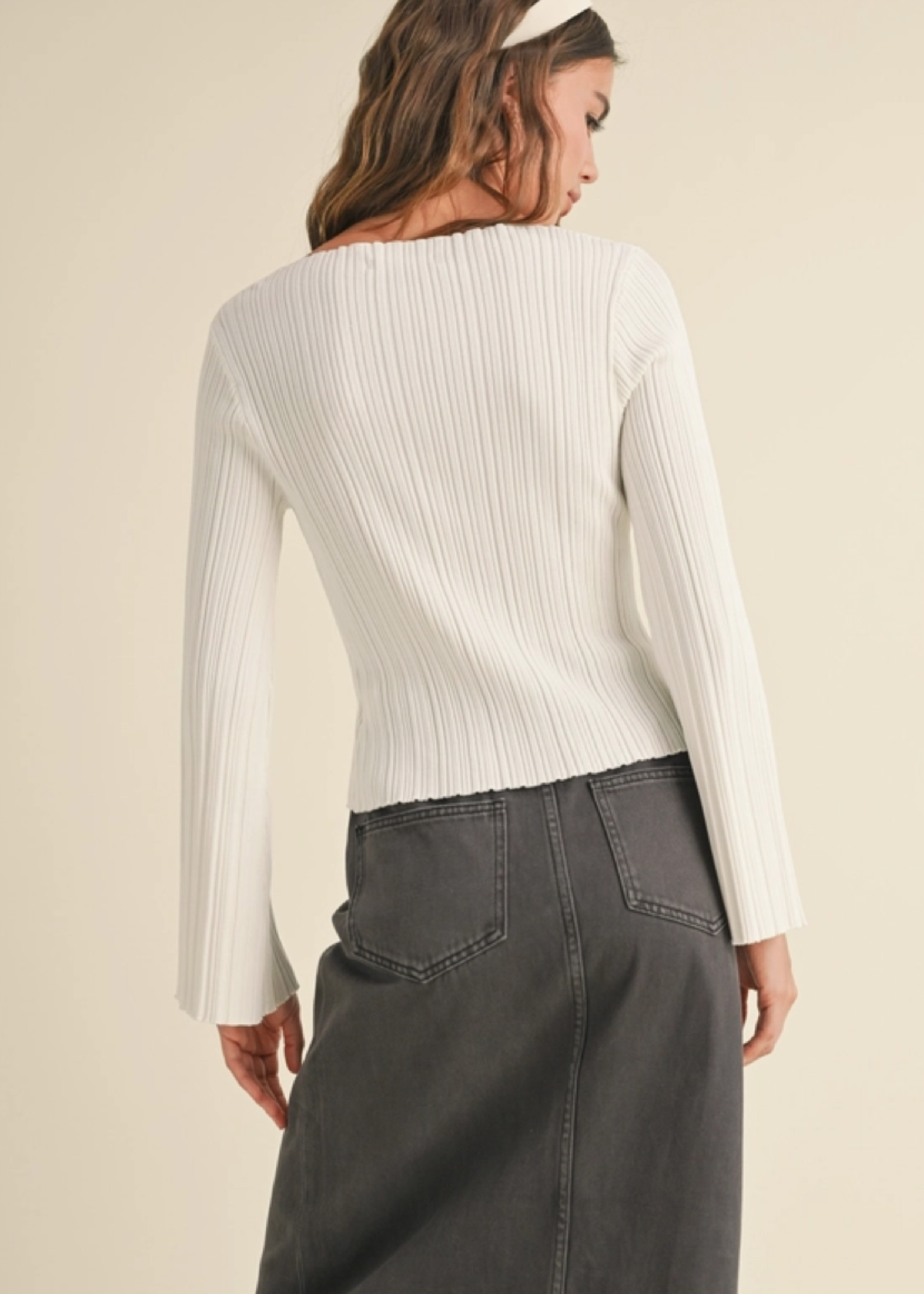 Ribbed Long Sleeve Knitted Top