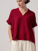 Breezy V-Neck Top  Burgundy