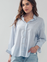 Linen Button Down Blue Pinstripe
