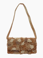 Natural Wood Beaded Shoulder Bag