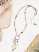 Windsor Castle 16-18" Pyrite, Crystal, Abalone Cluster Necklace