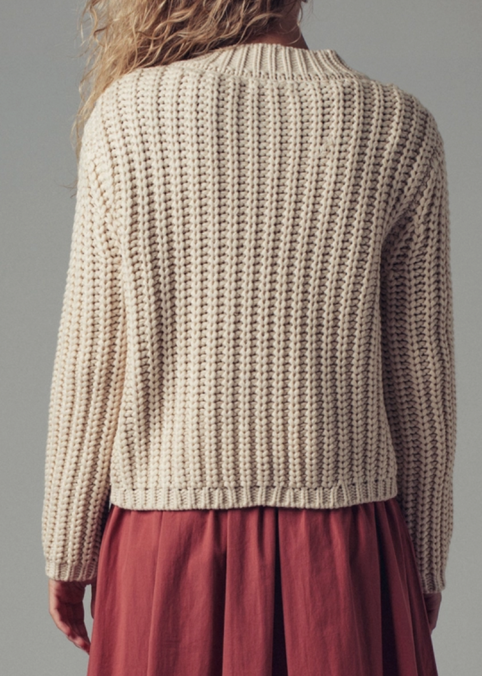 Chunky Gold Button Ribbed Knit Cardigan