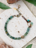 Atlas 7.5-8.5" Roman Glass, Labradorite, Czech Glass Collage Bracelet