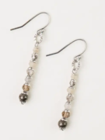 Windsor Castle Antique Silver Finding, Pyrite, Crystal Drop Earrings