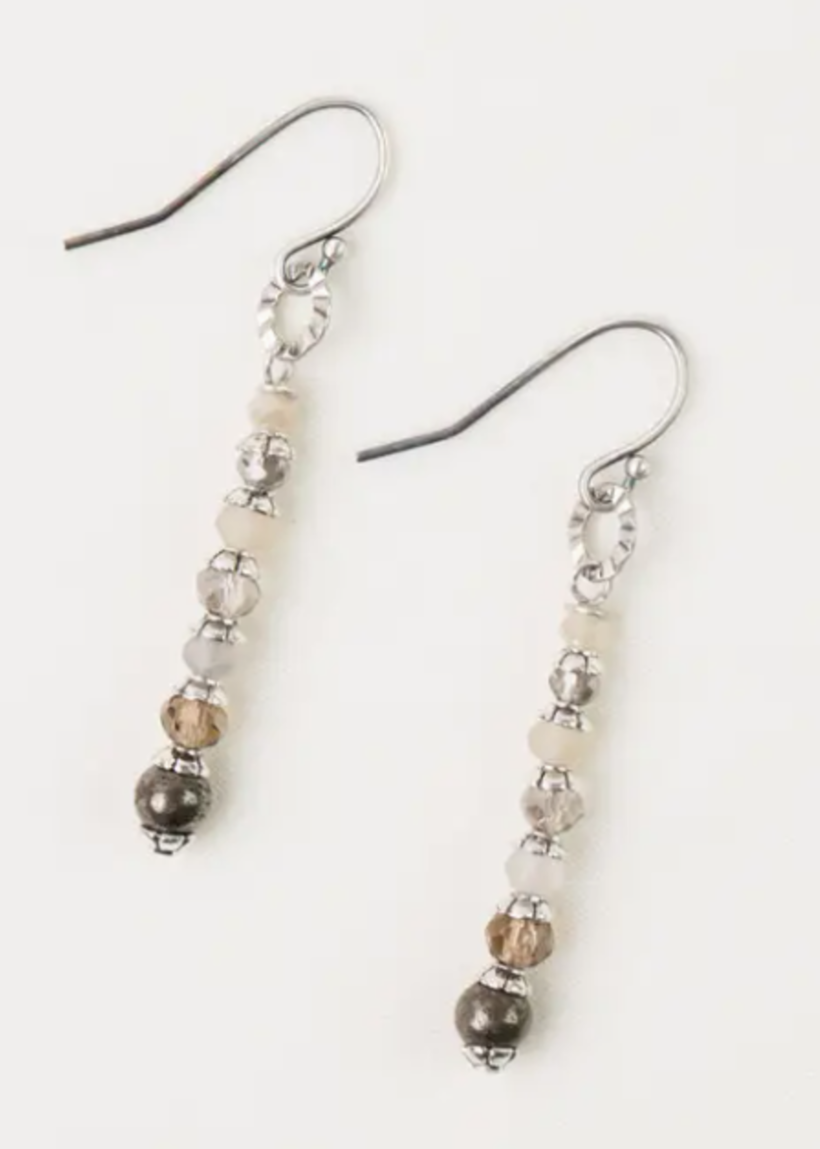 Windsor Castle Antique Silver Finding, Pyrite, Crystal Drop Earrings