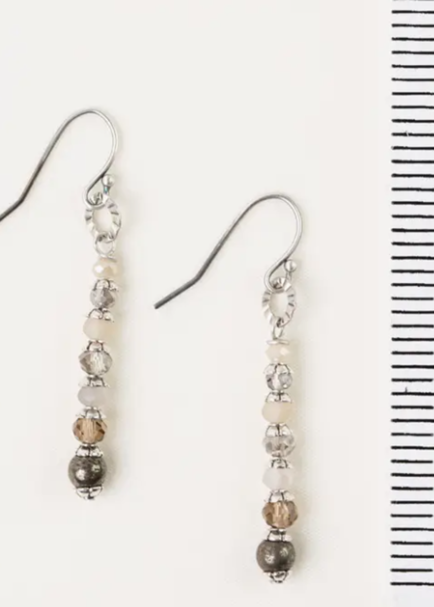 Windsor Castle Antique Silver Finding, Pyrite, Crystal Drop Earrings