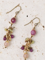 Dominion Ruby, Afghan Jade, Muscovite Cluster Earrings