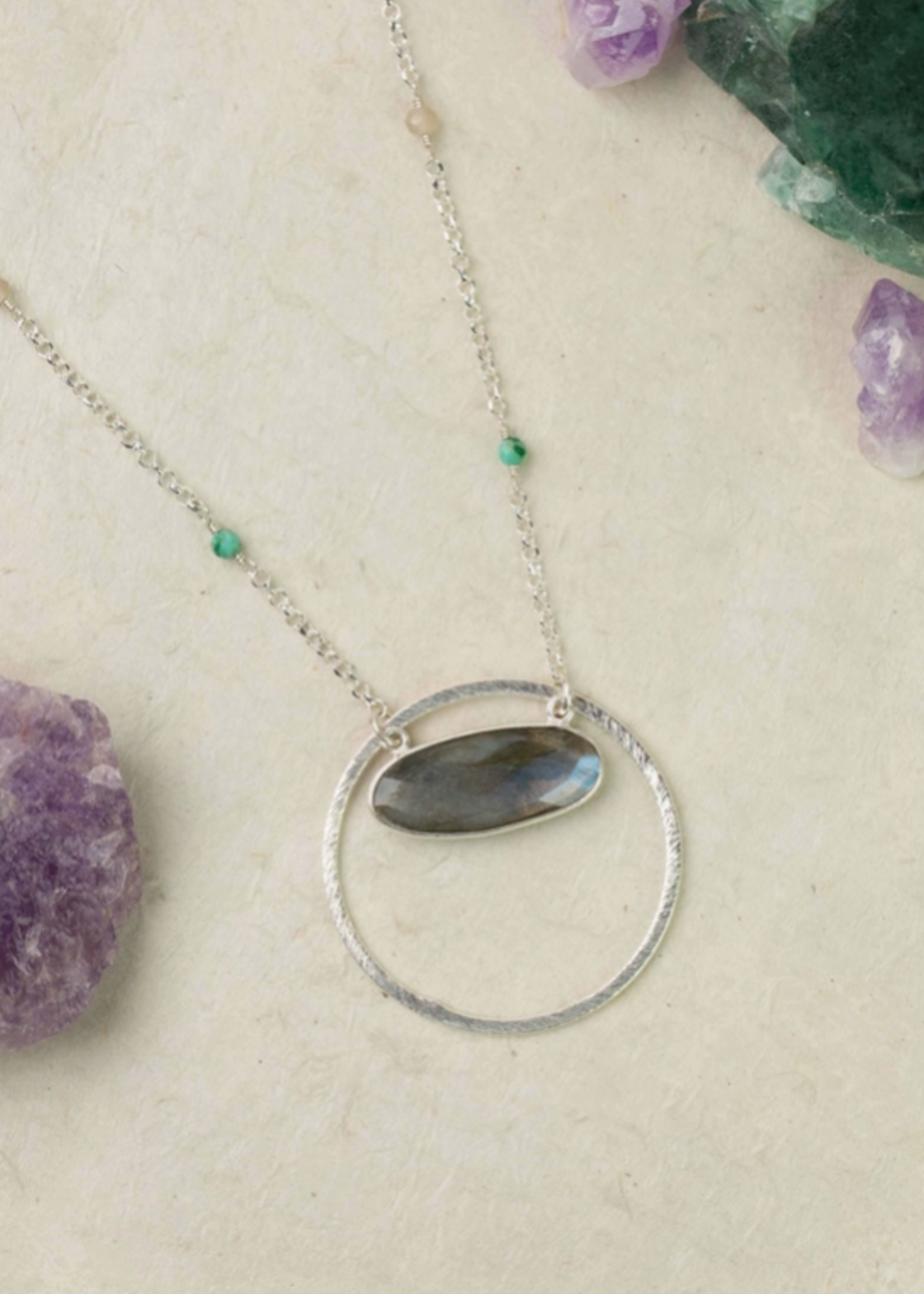 Mystic 22.5-24.5" Labradorite Bezel Statement Necklace