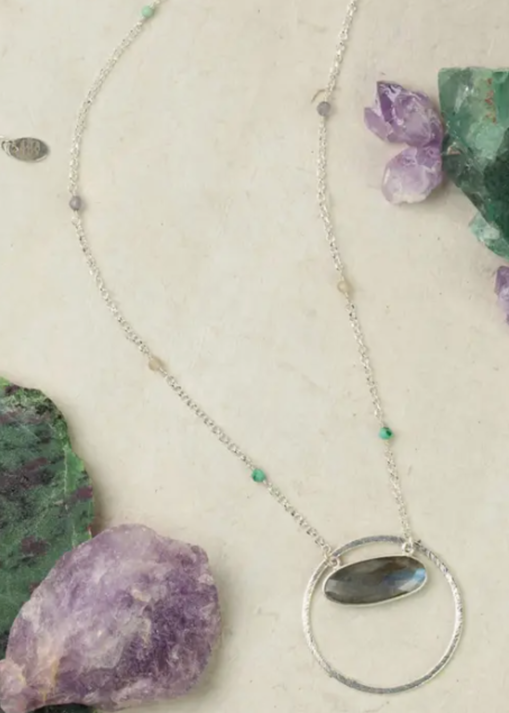 Mystic 22.5-24.5" Labradorite Bezel Statement Necklace