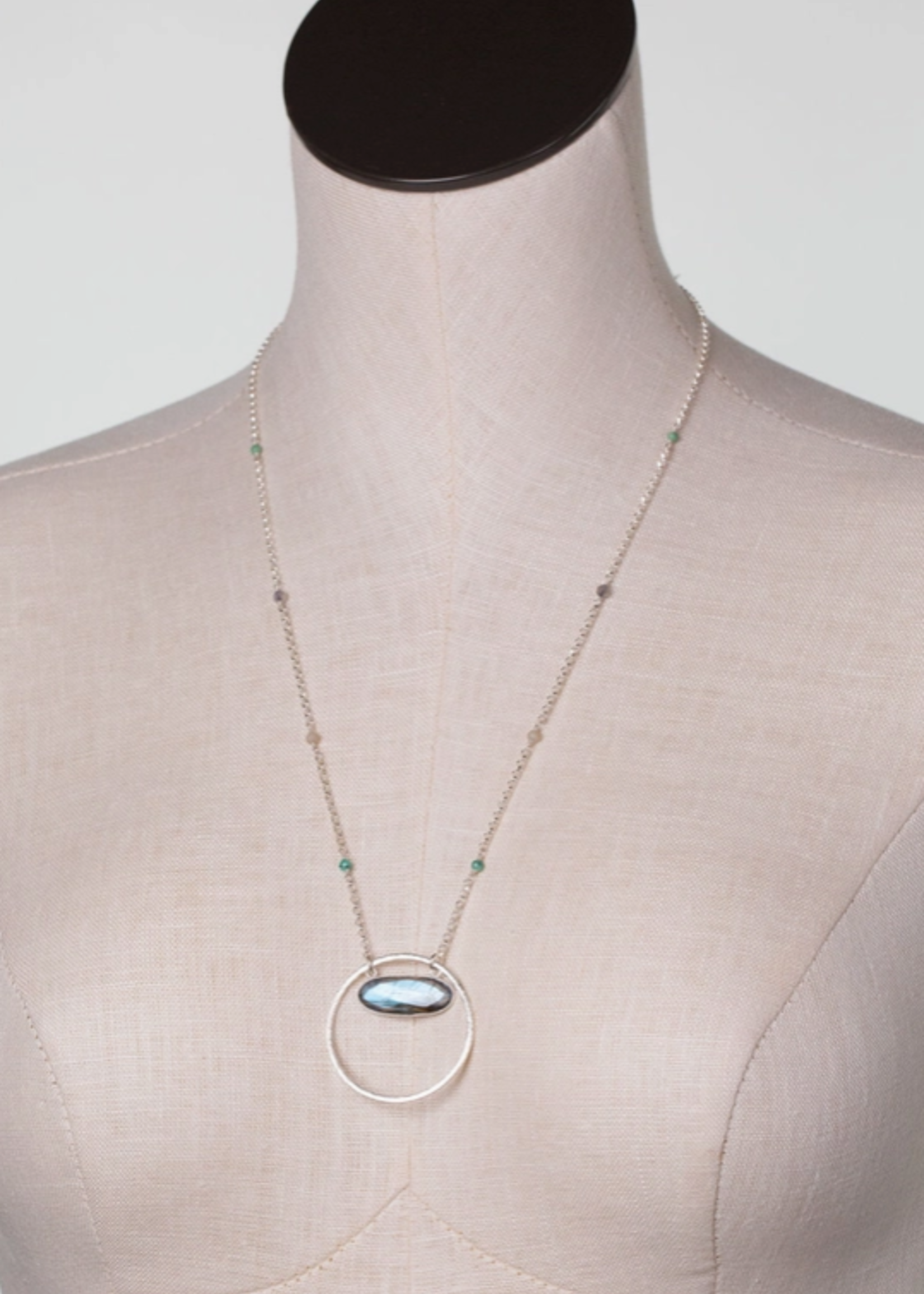 Mystic 22.5-24.5" Labradorite Bezel Statement Necklace