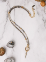 Silver & Gold 18.5-20.5" Czech Glass with Crystal Collage Necklace