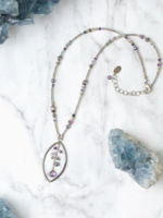 Reflections 19-21" Freshwater Pearl, Czech Glass, Crystal Cluster Necklace