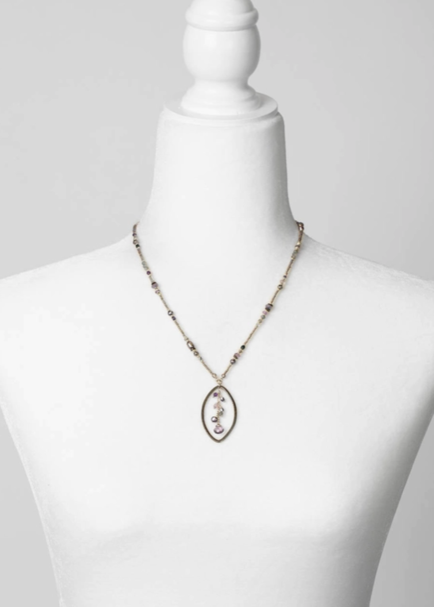 Reflections 19-21" Freshwater Pearl, Czech Glass, Crystal Cluster Necklace