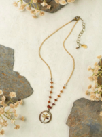 Enlighten 16-18" Czech Glass and Flower Dangle Simple Necklace