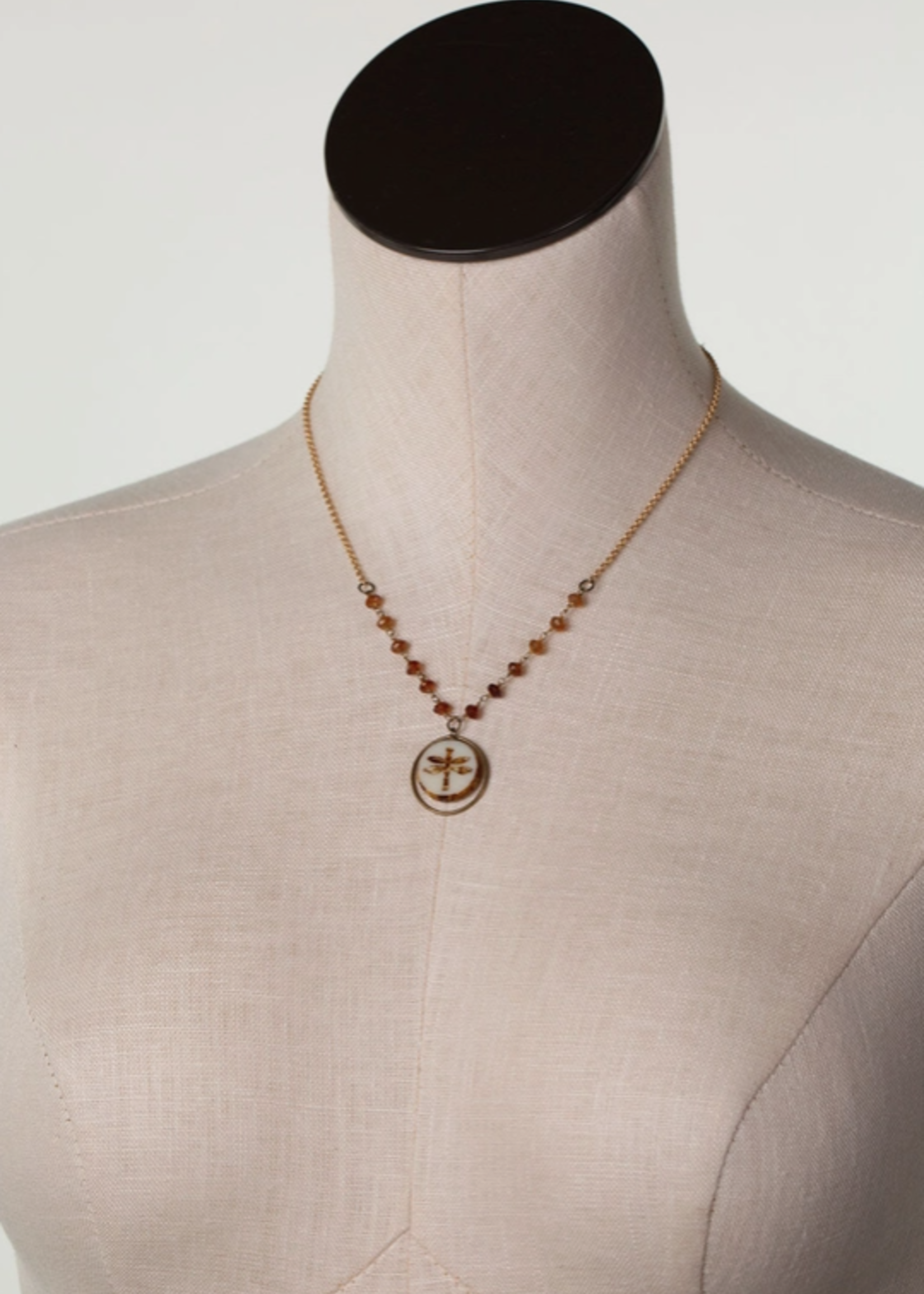 Enlighten 16-18" Czech Glass and Flower Dangle Simple Necklace