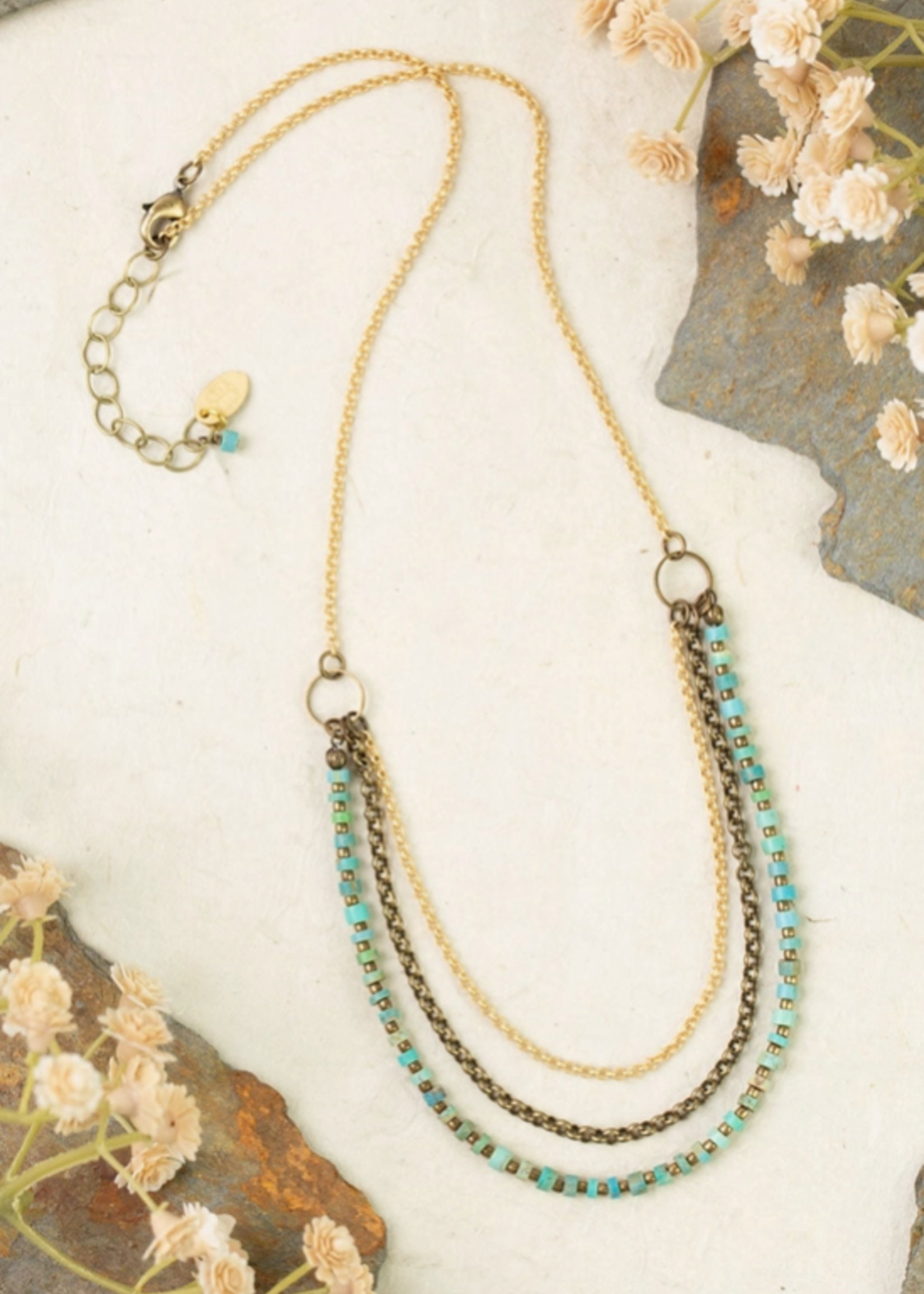 Enlighten 18.5-20.5" Turquoise Chips Multistrand Necklace