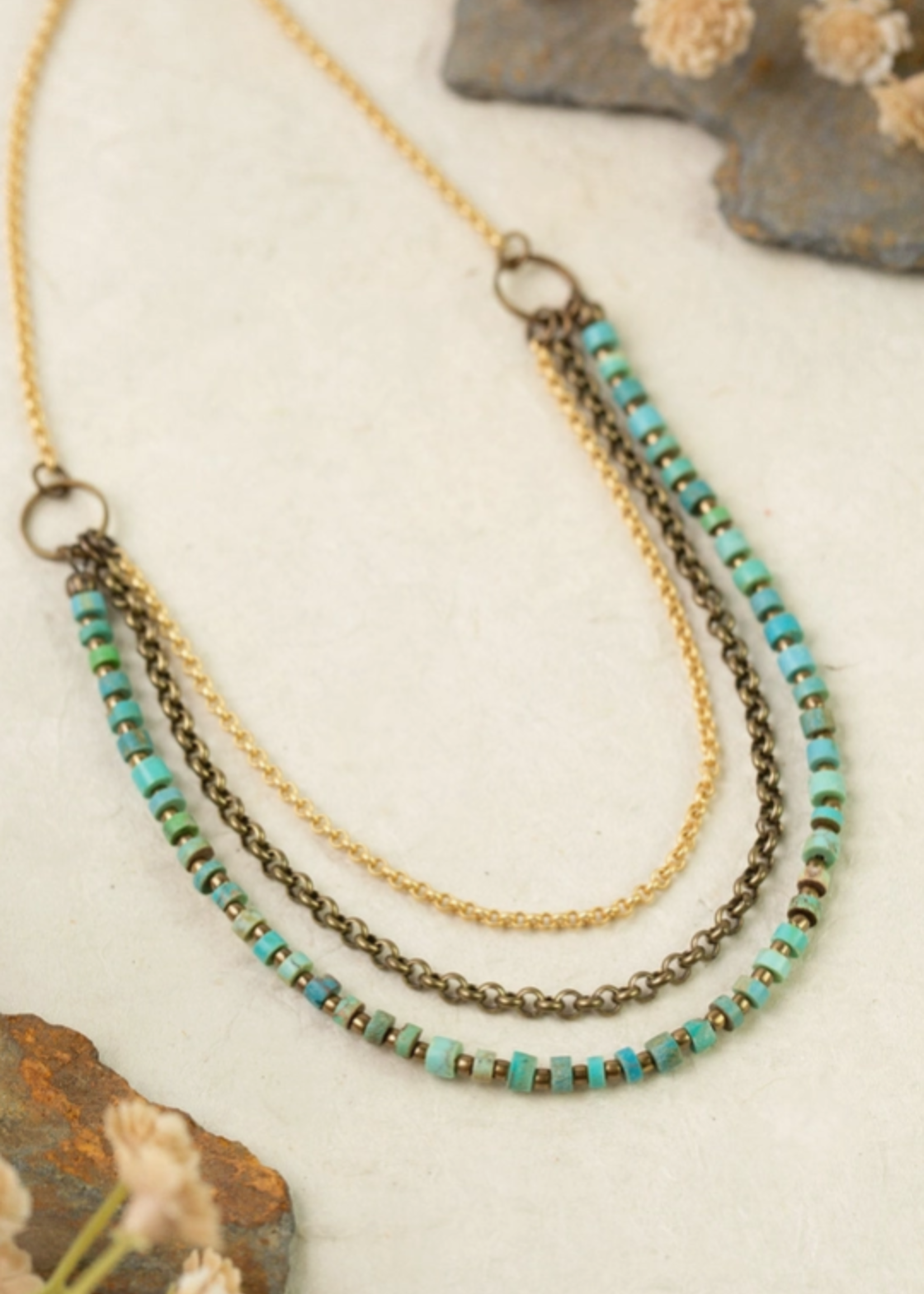Enlighten 18.5-20.5" Turquoise Chips Multistrand Necklace