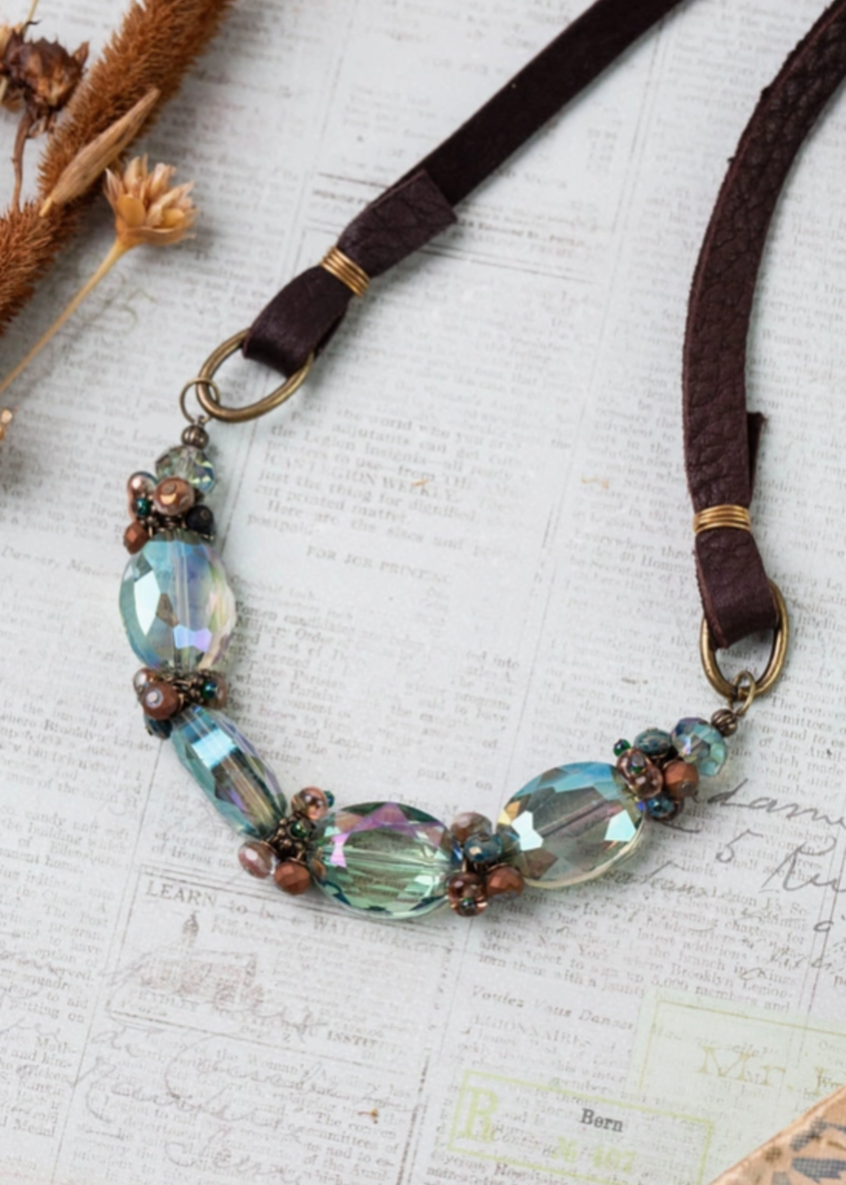 Crisp Autumn Adjustable Czech Glass, Crystal Simple Necklace