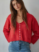 Knit Rolled V-Neck Cardigan