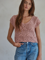 Crochet V-Neck Cap Sleeve Top