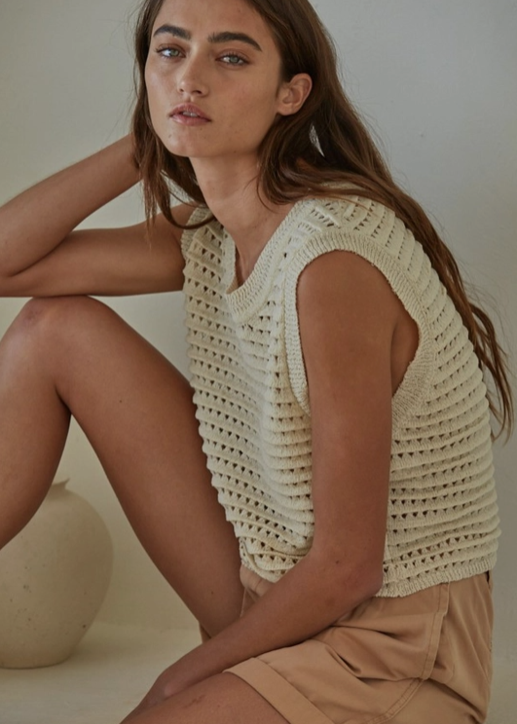 Crocheted Sleeveless Crop Top