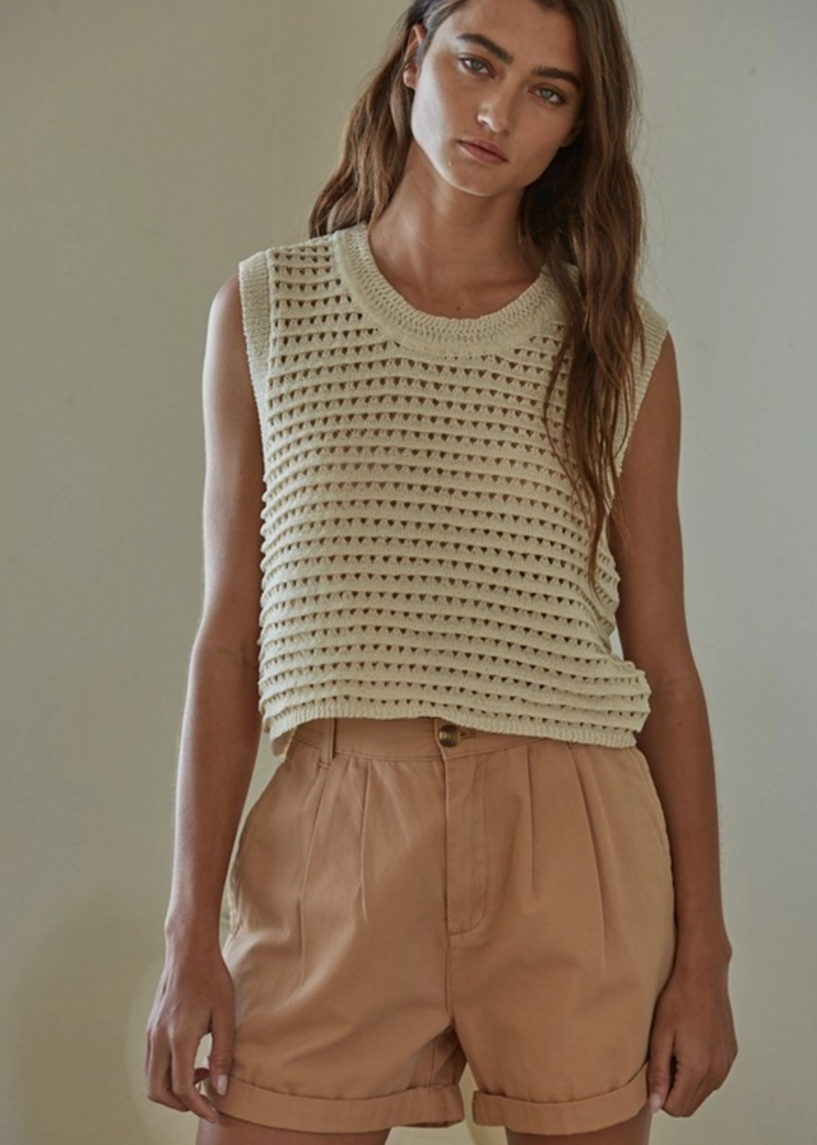 Crocheted Sleeveless Crop Top