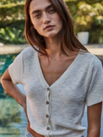 Knit Cotton Buttondown Short Sleeve Cardigan