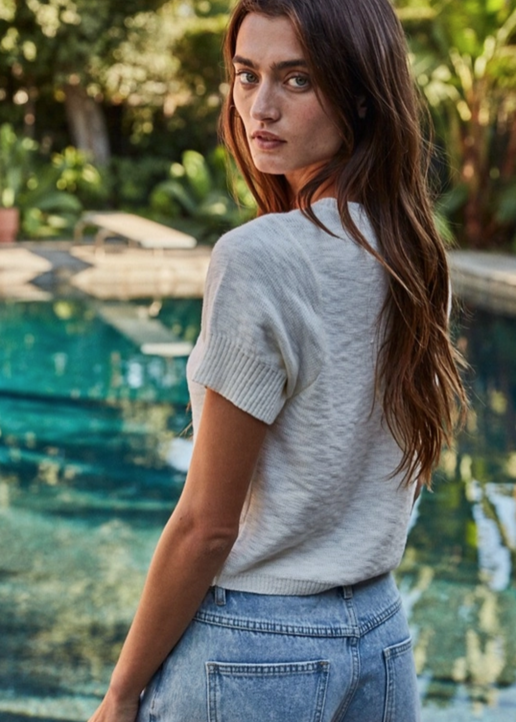 Knit Cotton Buttondown Short Sleeve Cardigan