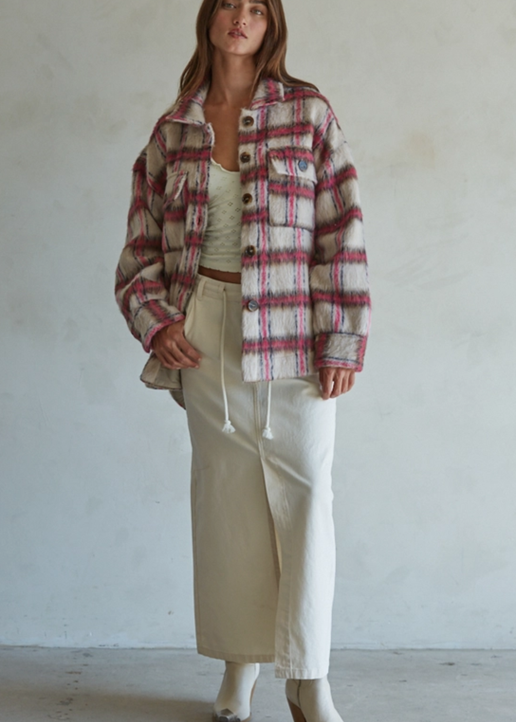 Woven Plaid Buttondown Jacket