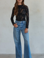 Seamless Jacquard Mock Neck Long Sleeve Top