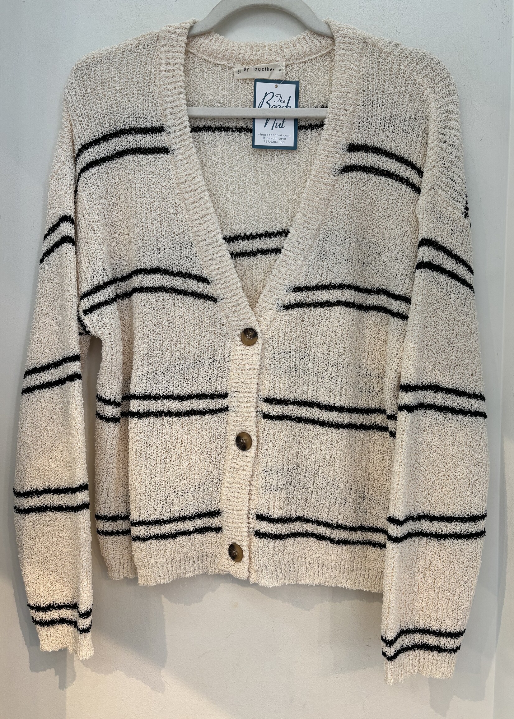 Knit Striped V-Neck Cardigan
