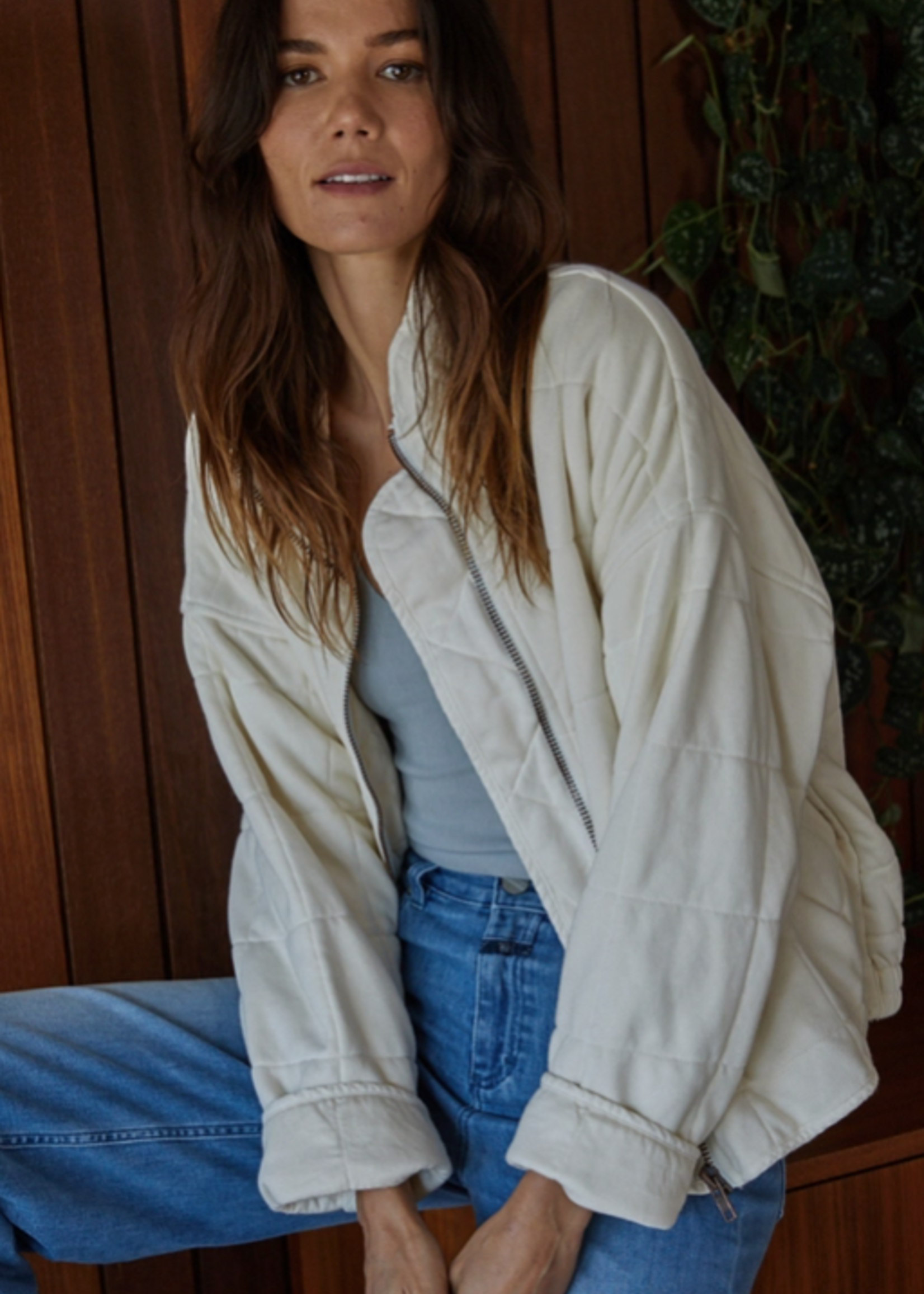 Quilted Knit Mineral Washed Jacket