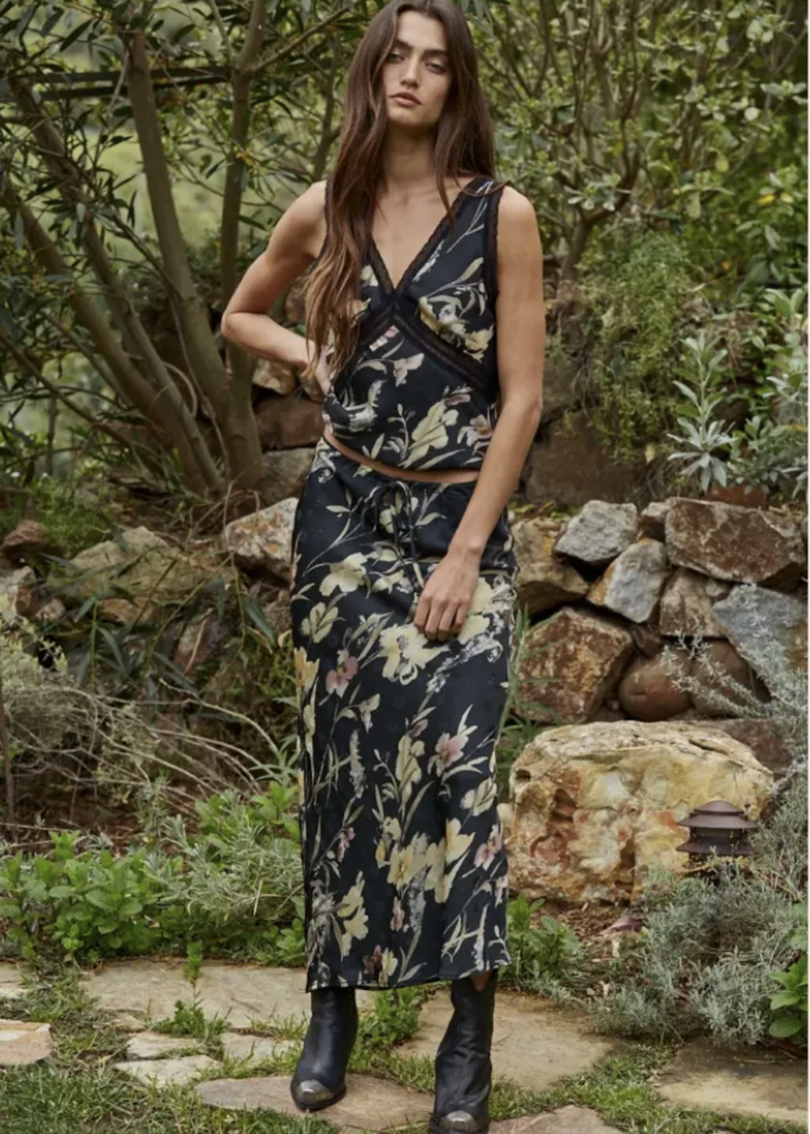 Floral Print Midi Skirt