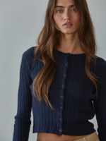 Knit Cable Sweater Cardigan Navy