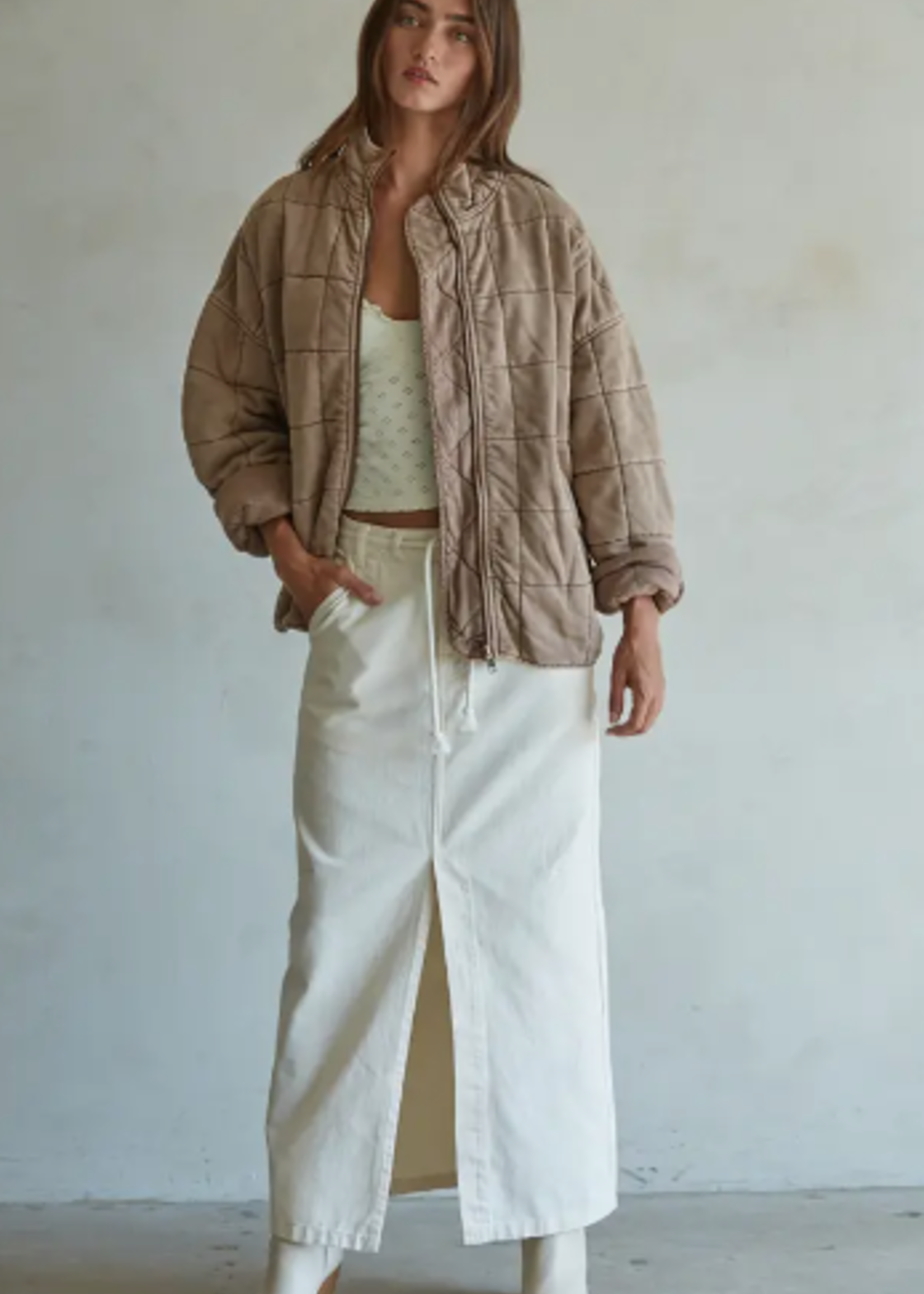 Quilted Knit Mineral Washed Jacket
