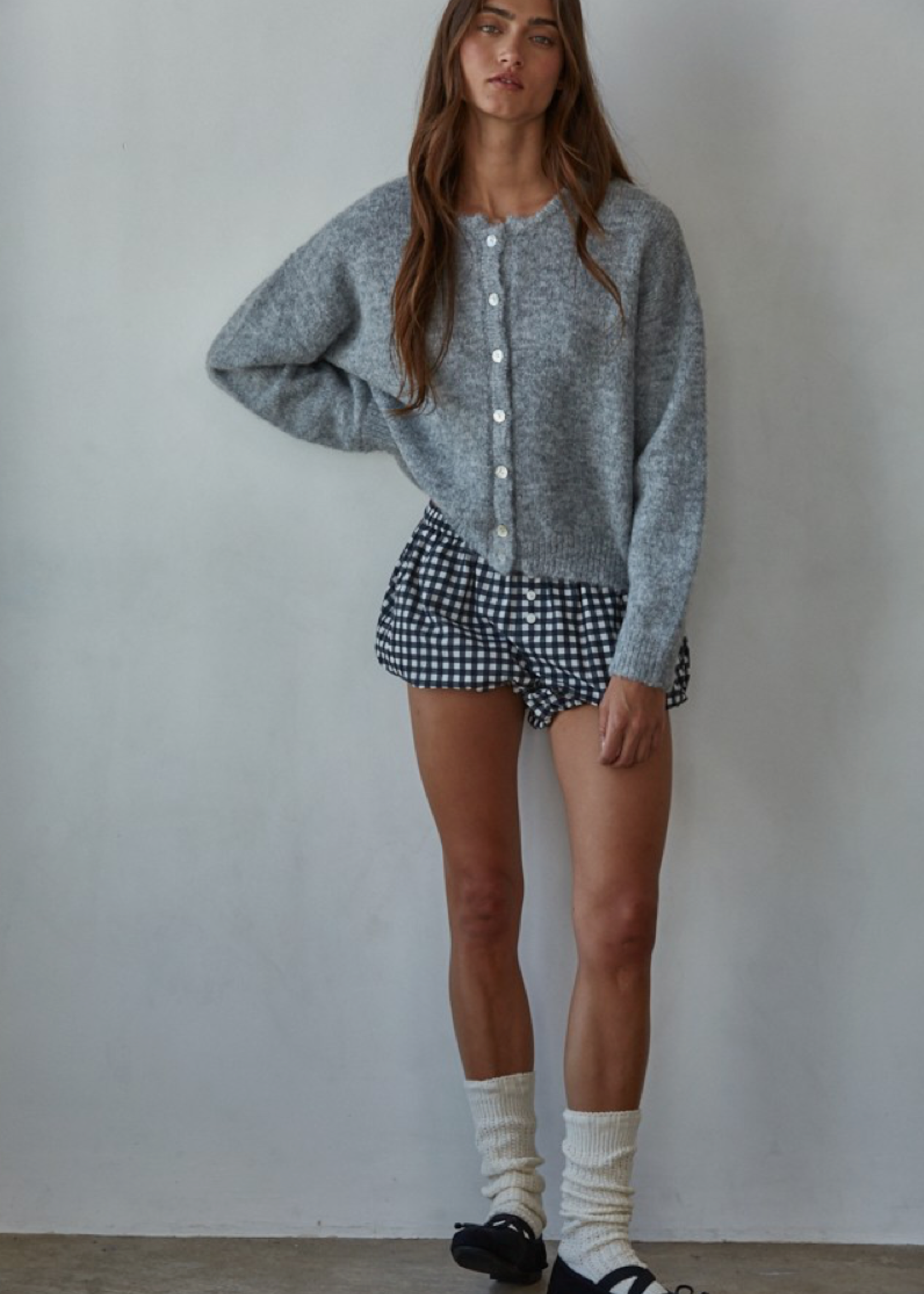 Round Neck Long Sleeve Cardigan