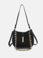 Luca Contrast Suede Crossbody Bag Black