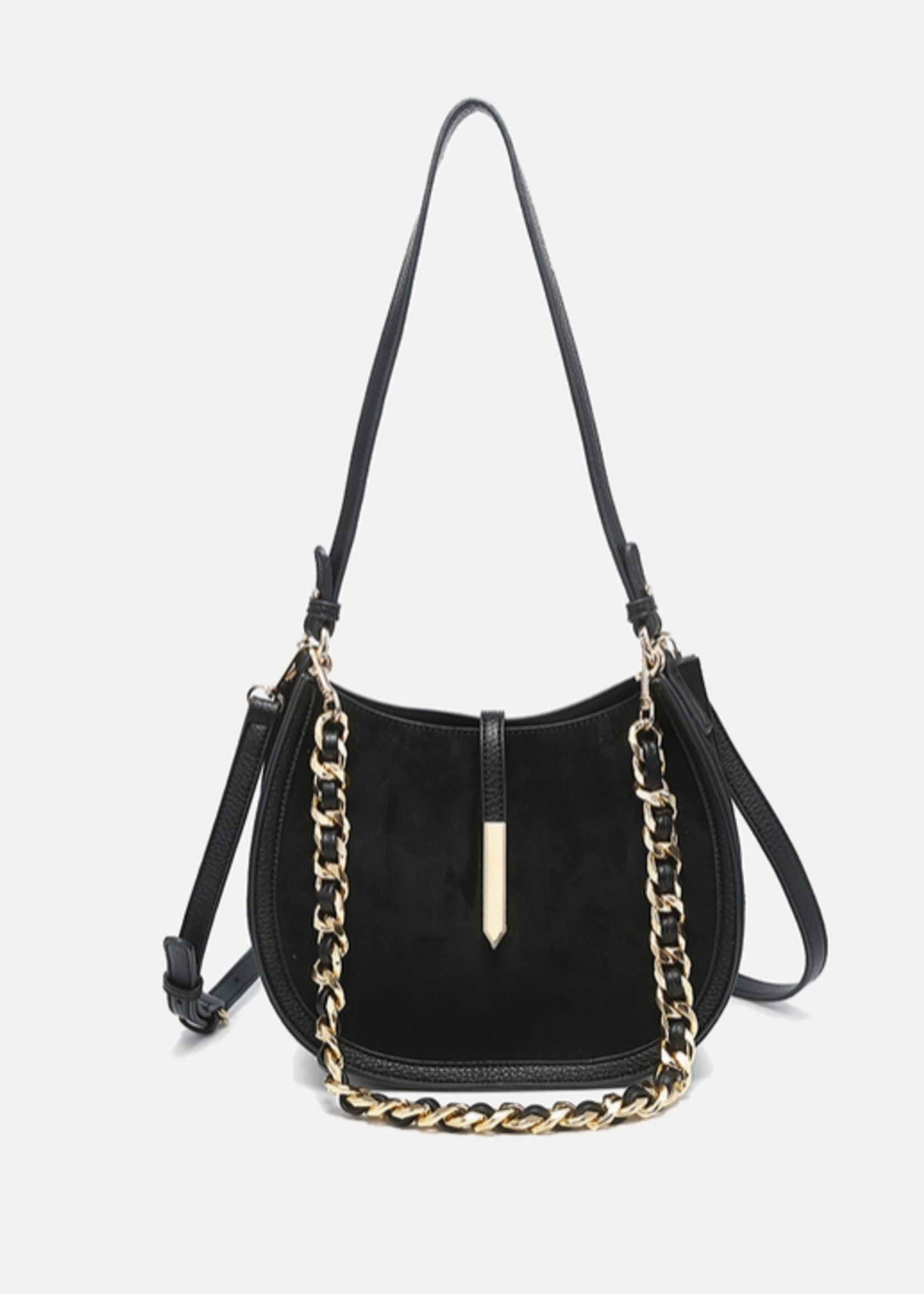 Luca Contrast Suede Crossbody Bag Black