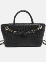 Fallon Woven Satchel Bag with Chain Dual Strap