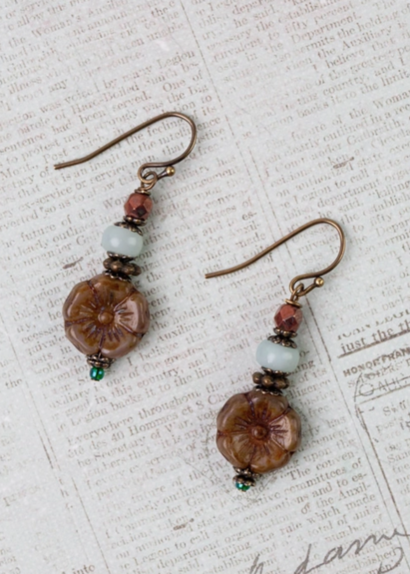 Crisp Autumn Czech Glass Simple Earrings