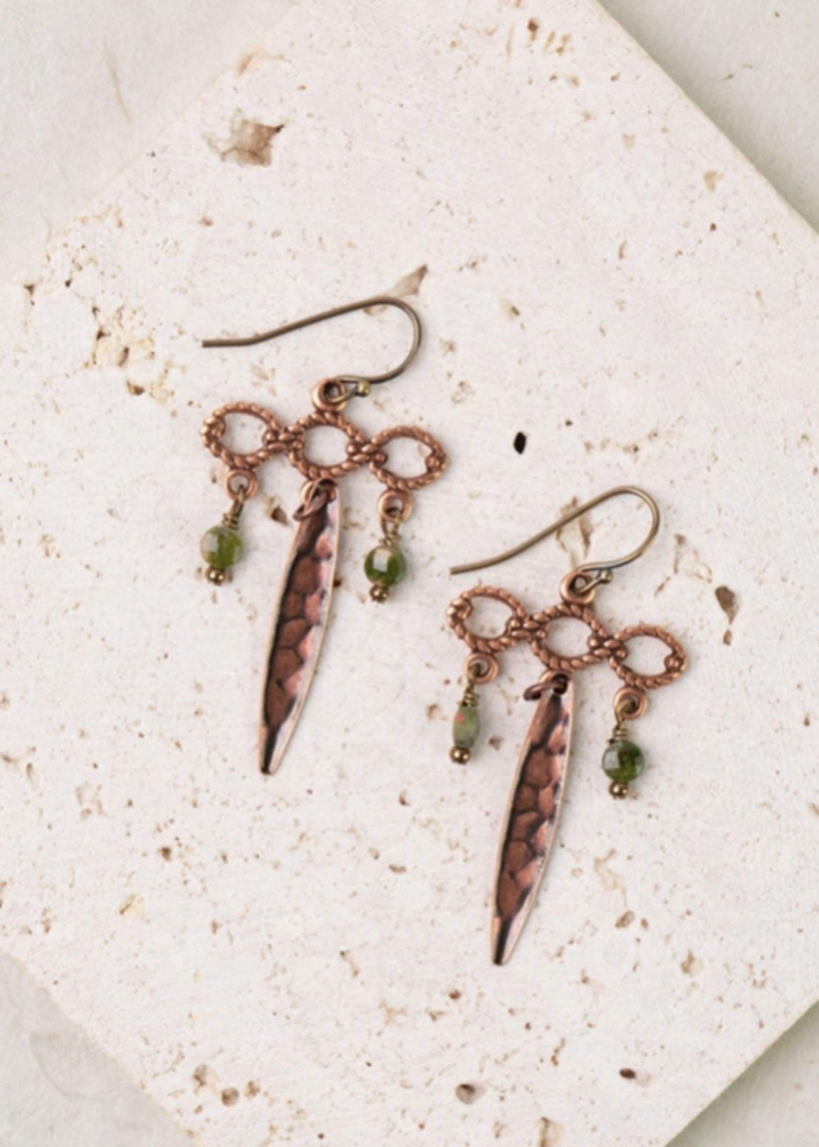 Dominion Unakite, Antique Copper Statement Earrings
