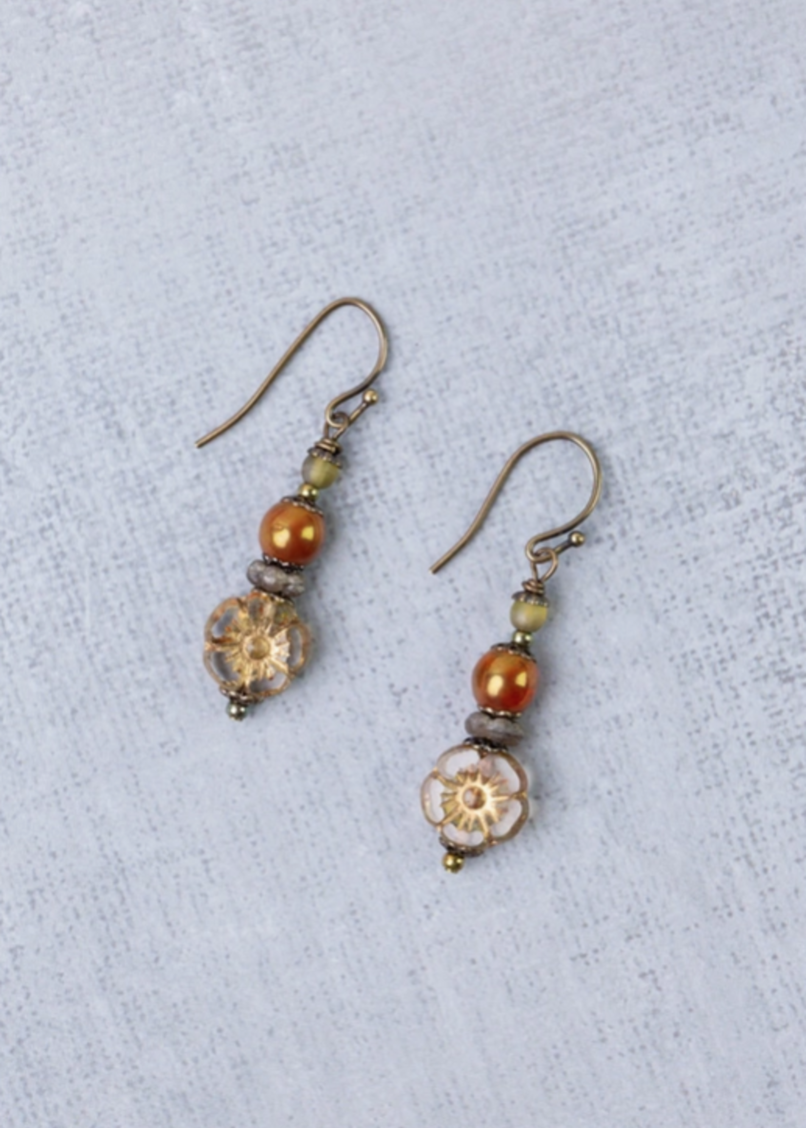 Sacred Heart Czech Glass Simple Earrings