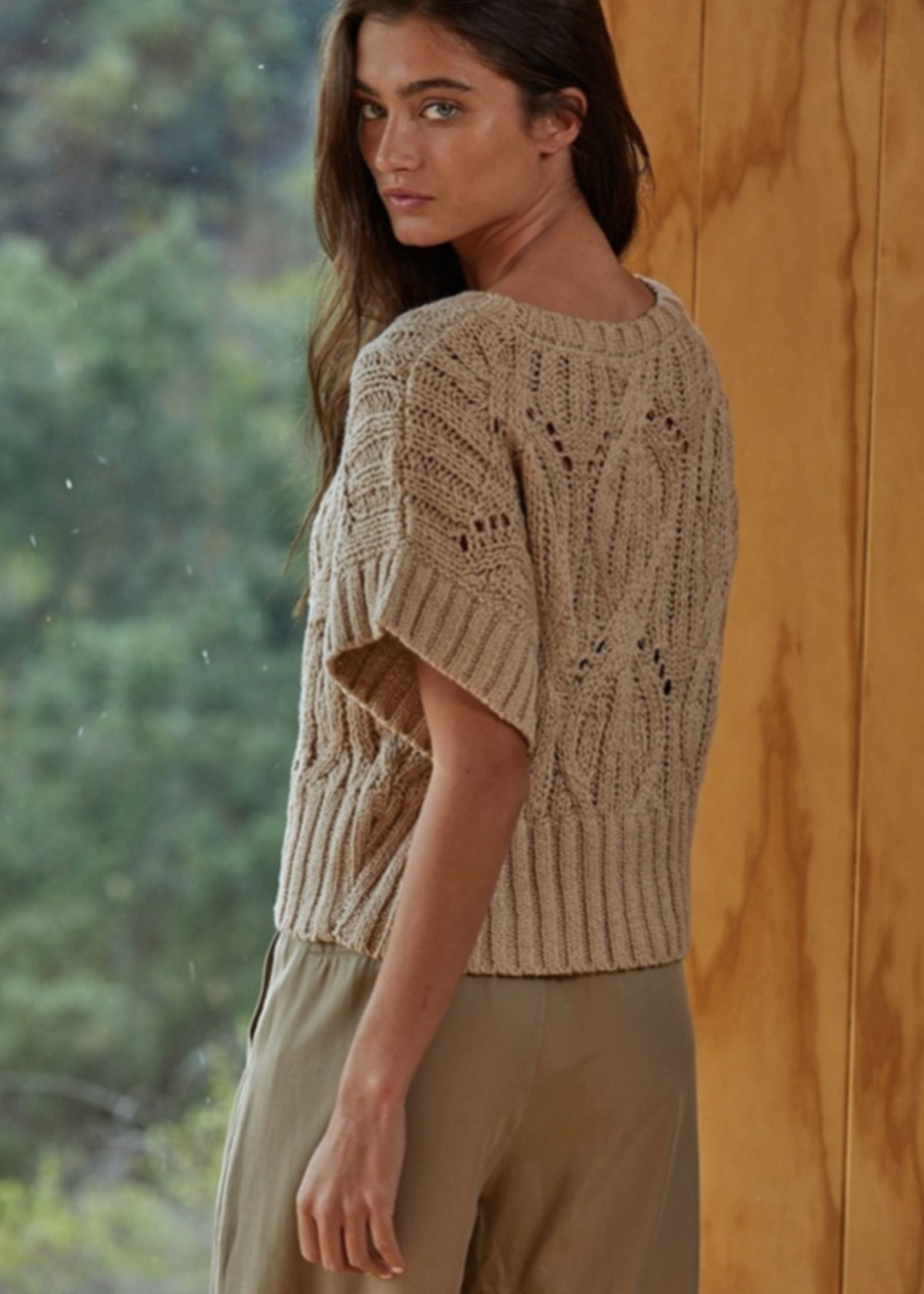 Crochet Round Neck Short Sleeve Top