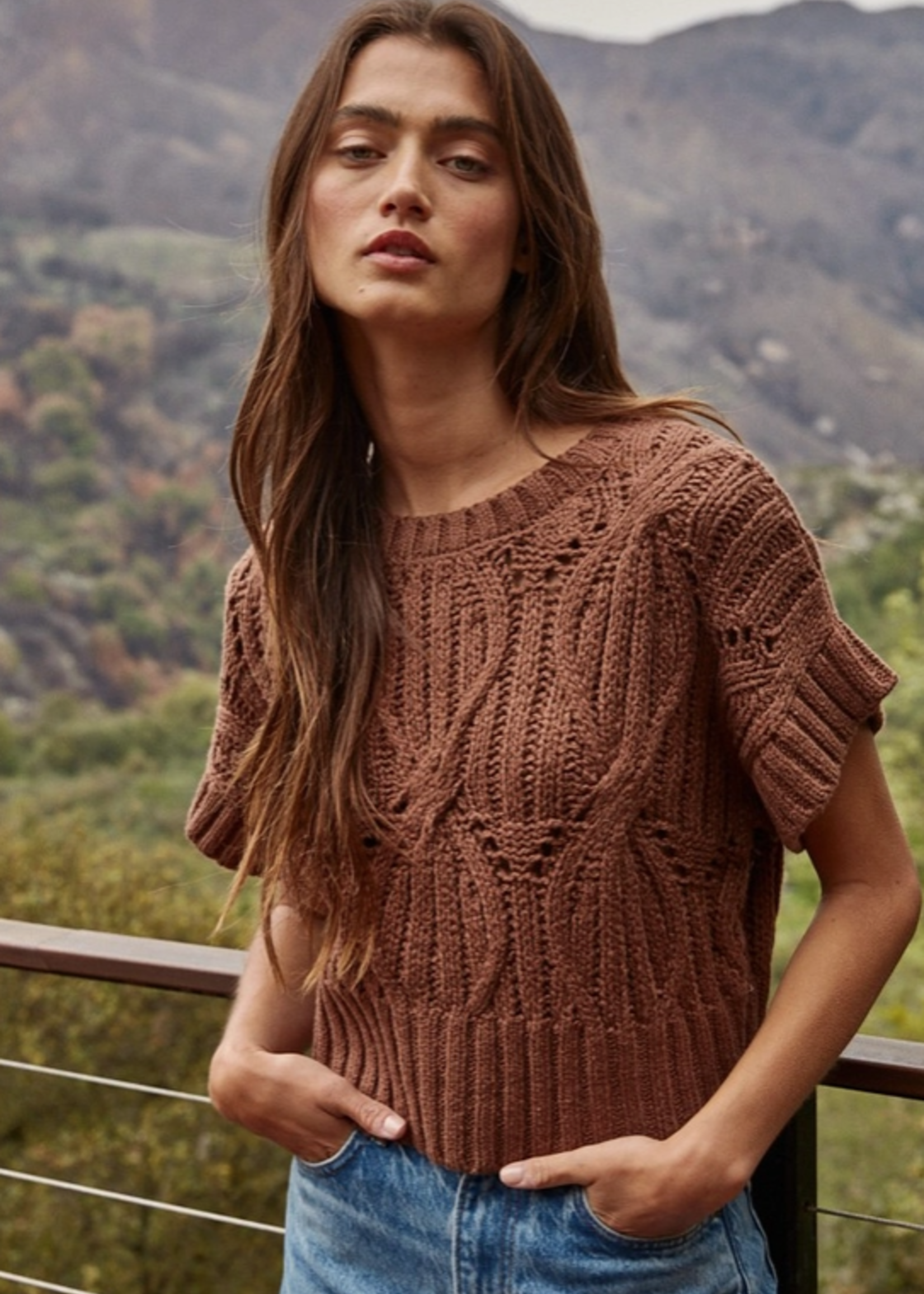 Crochet Round Neck Short Sleeve Top