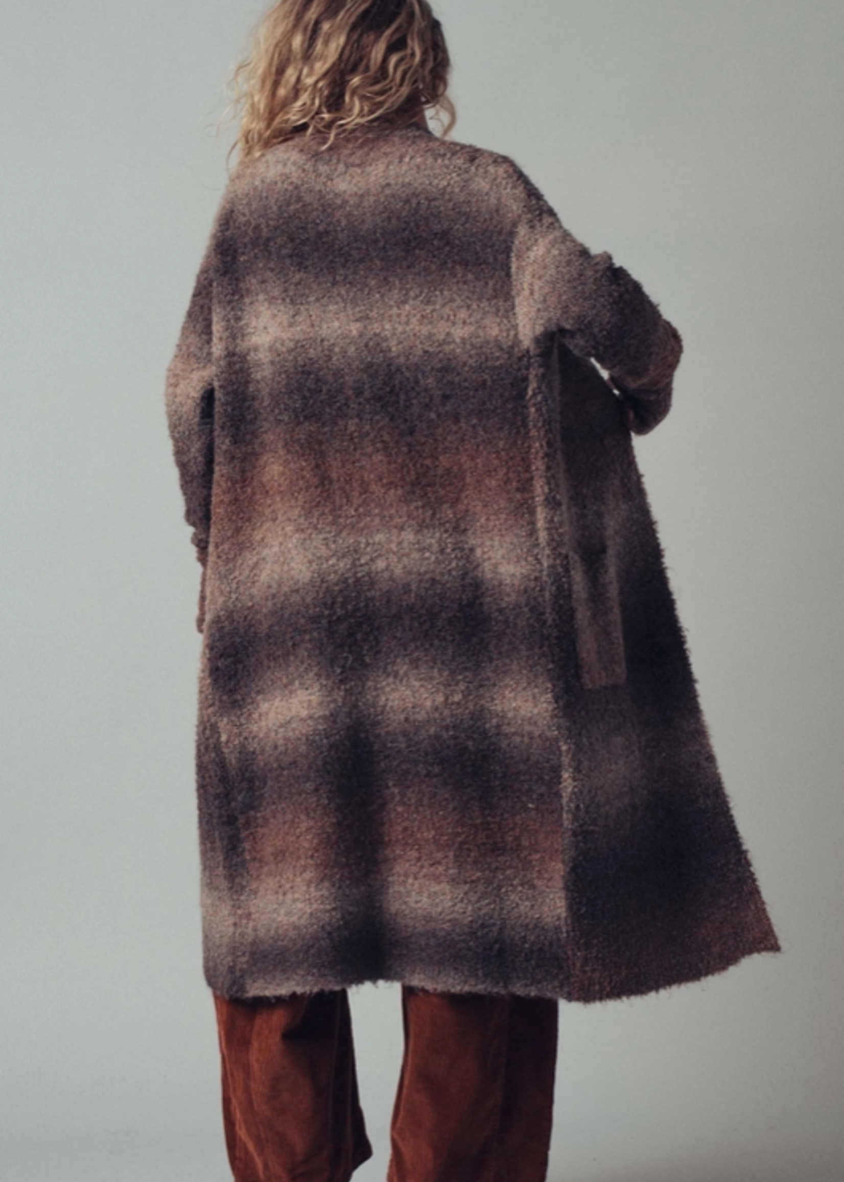 Brushed Ombre Knit Open Front Cardigan